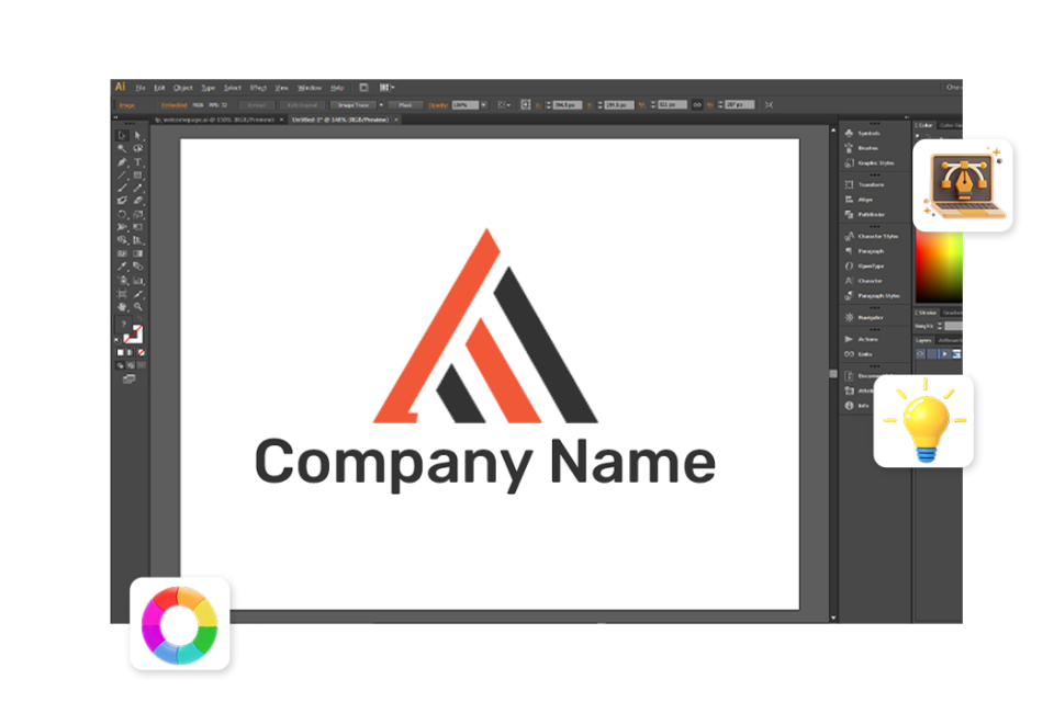 Creation, development and design of logos